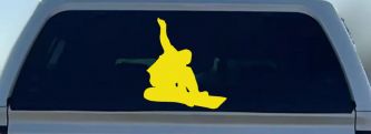 Snowboarding Car or Truck Window Decal Sticker (Yellow)