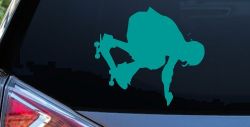 Skateboarding Car or Truck Window Decal Sticker (Turquoise)