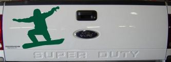 Snowboarding Car or Truck Window Decal Sticker (Dark Green)
