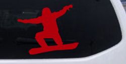 Snowboarding Vinyl Decal for Car Truck Window - Sticker Snowboarder (Red)