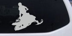 Snowmobile Trick Sports Car or Truck Window Decal Sticker (Light Gray)