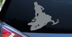 Snowmobile Trick Sports Car or Truck Window Decal Sticker (Telegrey)