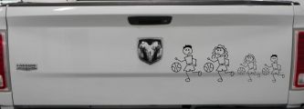 Basketball Stick Family Car or Truck Window Decal Sticker (Black)
