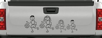 Basketball Stick Family Decal Car Truck Window Vinyl Sticker (Black)