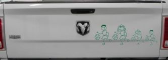 Basketball Stick Family Car or Truck Window Decal Sticker (Dark Green)