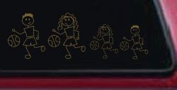 Basketball Stick Family Car or Truck Window Decal Sticker (Gold)