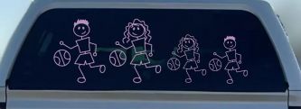 Basketball Stick Family Car or Truck Window Decal Sticker (Lilac)