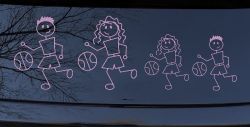 Basketball Stick Family Car or Truck Window Decal Sticker (Lilac)
