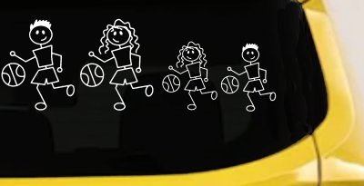 Basketball Stick Family Decal Car Truck Window Vinyl Sticker