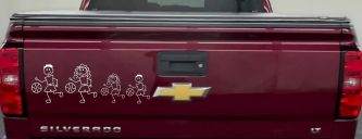 Basketball Stick Family Car or Truck Window Decal Sticker (White)