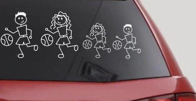 Basketball Stick Family Decal Car Truck Window Vinyl Sticker