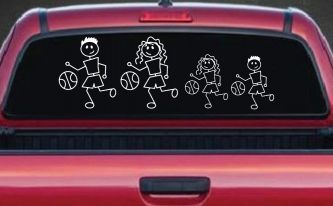 Basketball Stick Family Car or Truck Window Decal Sticker