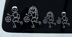 Basketball Stick Family Car or Truck Window Decal Sticker