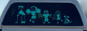 Golfing Dad Stick Family Car or Truck Window Decal Sticker (Turquoise Blue)
