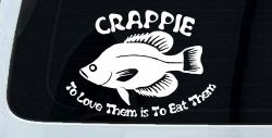 Crappie Fishing To Love Them is to Eat Them Car or Truck Window Decal Sticker