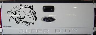 White Bass Slayer Fishing Car or Truck Window Decal Sticker (Black)