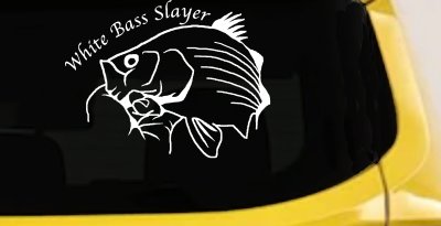 White Bass Slayer Decal for Car Truck Window Fishing Sticker