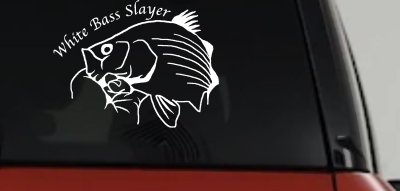 White Bass Slayer Decal for Car Truck Window Fishing Sticker