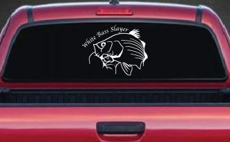 White Bass Slayer Fishing Car or Truck Window Decal Sticker