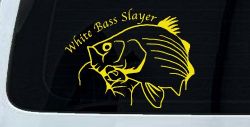 White Bass Slayer Decal for Car Truck Window Fishing Sticker (Yellow)