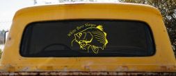 White Bass Slayer Fishing Car or Truck Window Decal Sticker (Yellow)