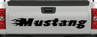 Flaming Mustang Racing Car or Truck Window Decal Sticker (Black)
