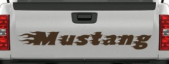Flaming Mustang Racing Car Truck Window Vinyl Decal Sticker (Brown)