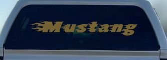 Flaming Mustang Racing Car or Truck Window Decal Sticker (Gold)