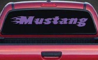 Flaming Mustang Racing Car Truck Window Vinyl Decal Sticker (Purple)