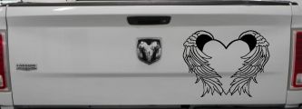Heart With Angel Wings Christian Car or Truck Window Decal Sticker (Black)