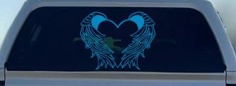 Heart With Angel Wings Christian Car or Truck Window Decal Sticker (Blue)