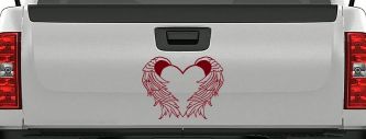 Heart With Angel Wings Christian Car or Truck Window Decal Sticker (Burgundy)