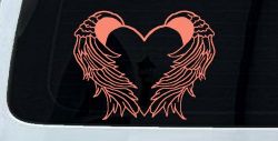 Christian Heart Angel Wings Decal for Car & Truck Windows (Coral)