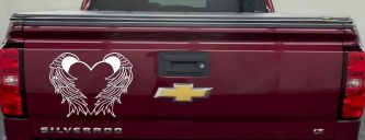 Heart With Angel Wings Christian Car or Truck Window Decal Sticker (White)