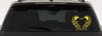 Heart With Angel Wings Christian Car or Truck Window Decal Sticker (Yellow)