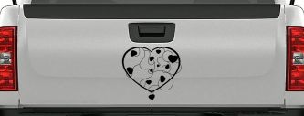 Heart With Vines Swirls Car or Truck Window Decal Sticker (Black)