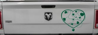 Heart With Vines Swirls Car or Truck Window Decal Sticker (Dark Green)