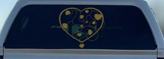 Heart With Vines Swirls Car or Truck Window Decal Sticker (Gold)