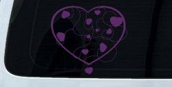 Heart With Vines Swirls Car or Truck Window Decal Sticker (Violet)
