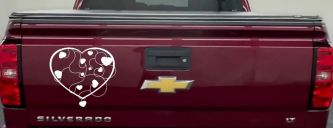 Heart With Vines Swirls Car or Truck Window Decal Sticker (White)