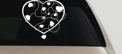 Heart Vines Swirls Car Truck Window Vinyl Decal Sticker