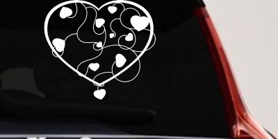 Heart Vines Swirls Car Truck Window Vinyl Decal Sticker