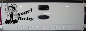 Betty Boop Angel Baby Lady Biker Car or Truck Window Decal Sticker (Black)