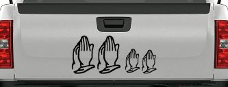 Praying Hands Christian Stick Family Car or Truck Window Decal Sticker (Black)