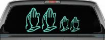 Praying Hands Christian Stick Family Car Decal Vinyl Sticker (Mint)