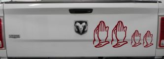 Praying Hands Christian Stick Family Car or Truck Window Decal Sticker (Purple Red)
