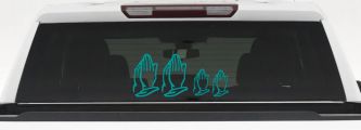 Praying Hands Christian Stick Family Car or Truck Window Decal Sticker (Turquoise)