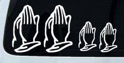 Praying Hands Christian Stick Family Car or Truck Window Decal Sticker