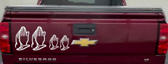 Praying Hands Christian Stick Family Car or Truck Window Decal Sticker (White)
