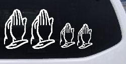 Praying Hands Christian Stick Family Car or Truck Window Decal Sticker